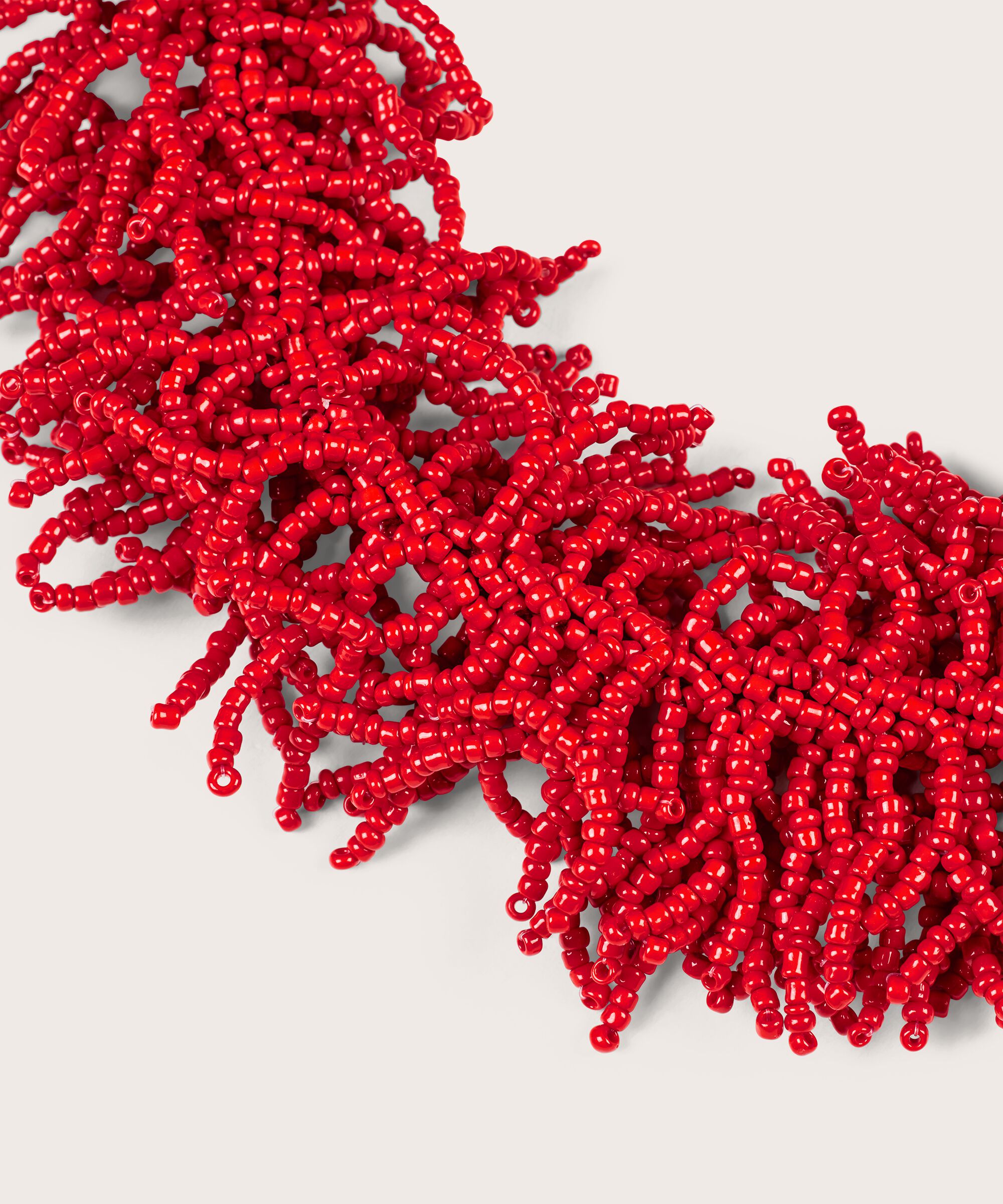 Statement-Halskette mit orangeroten Perlen, Orange com