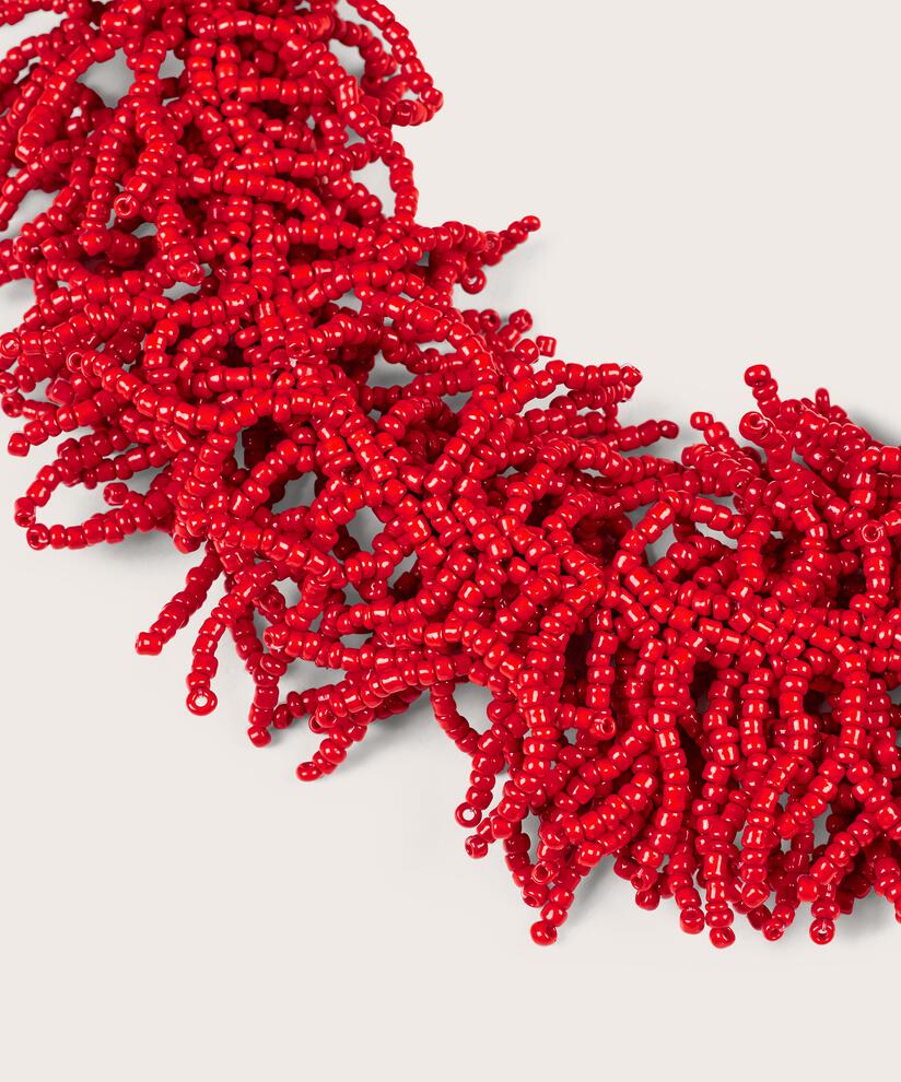 Statement-Halskette mit orangeroten Perlen, Orange com