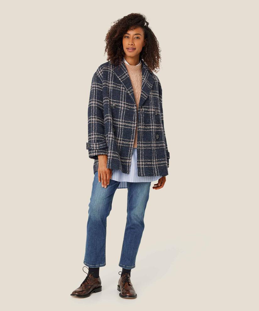 Kurzmantel aus Wollmischung mit zweireihigen Knöpfen, Moonlit Ocean