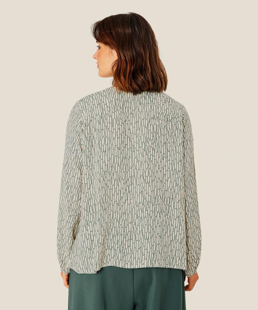 Viskosebluse mit V-Ausschnitt und Wade, Balsam Green