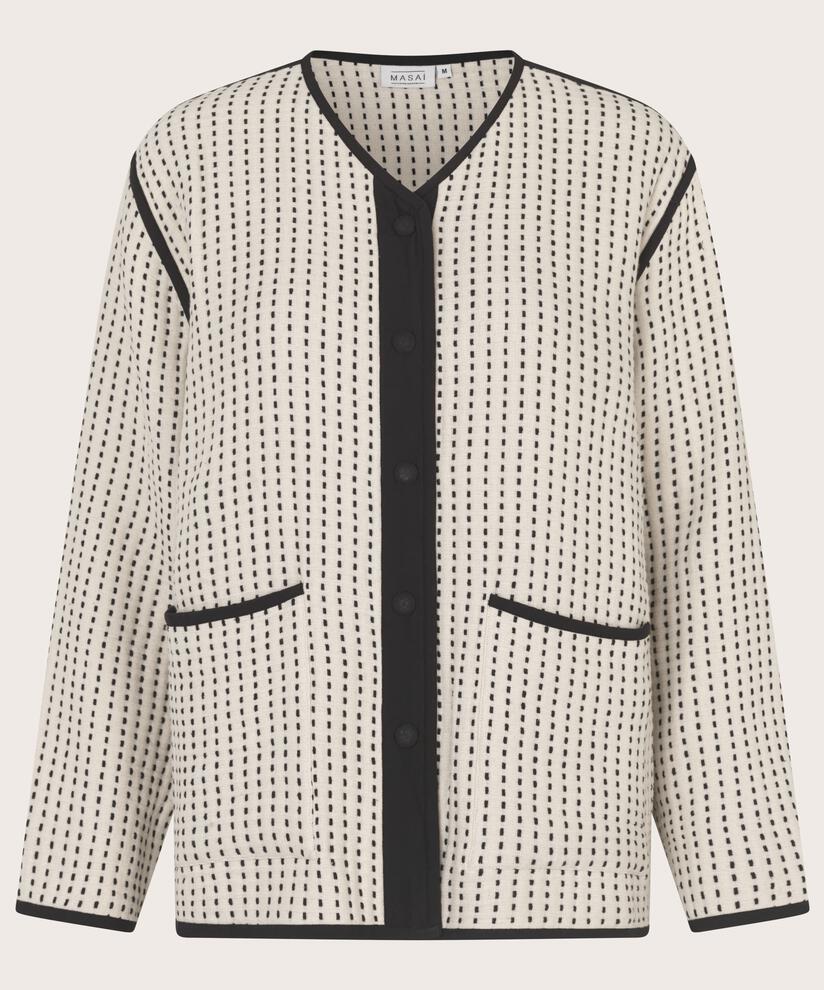 Jacke aus Baumwolle mit Kontrastnähten, Black