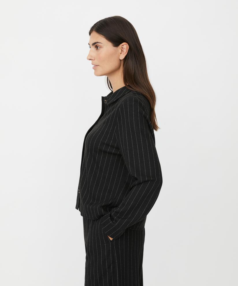 Nadelstreifen-Hemdjacke aus Jersey, Black