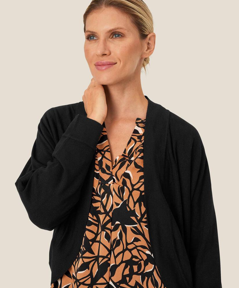 Feinstrick-Cardigan mit abgerundeter Vorderseite, Black
