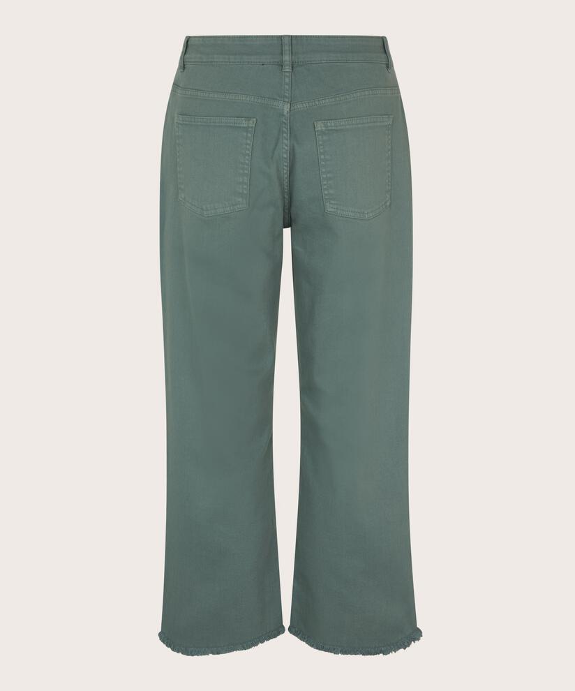 Jeans mit weitem Bein und offenen Kanten, Balsam Green