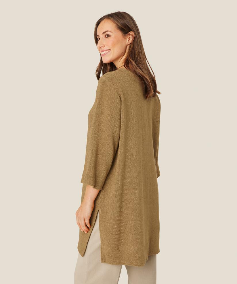 Bouclé-Tunika mit Seitenschlitz, Dull Gold
