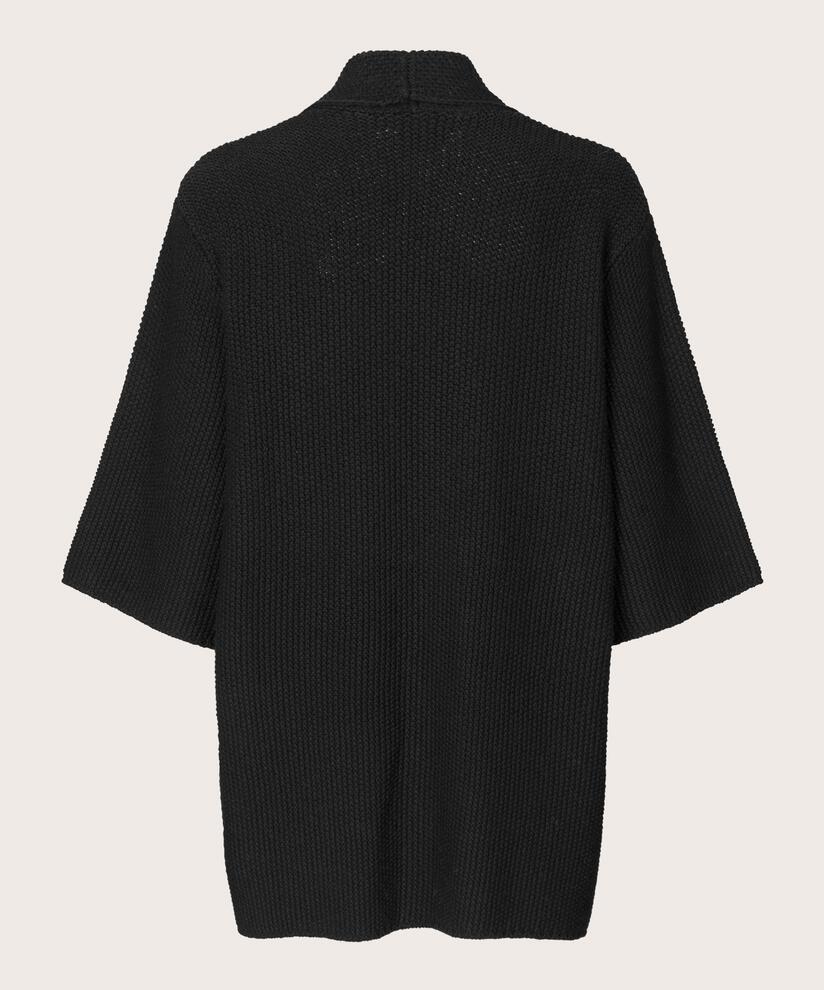 Baumwoll-Cardigan mit 1/2 Ärmeln, Black
