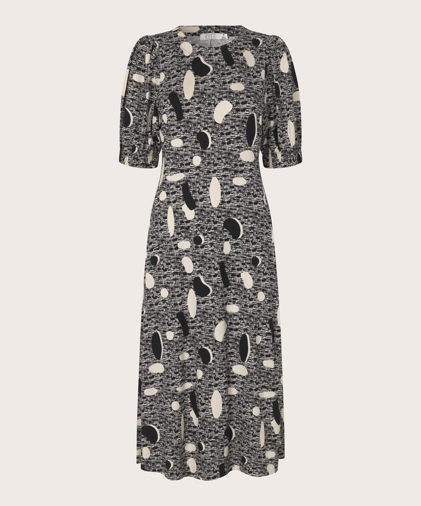Bedrucktes Jerseykleid mit kurzen Ärmeln, Black