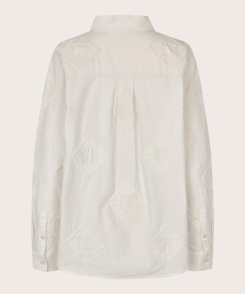 Baumwollhemd mit gestickten Details und Fronttaschen, Jet Stream