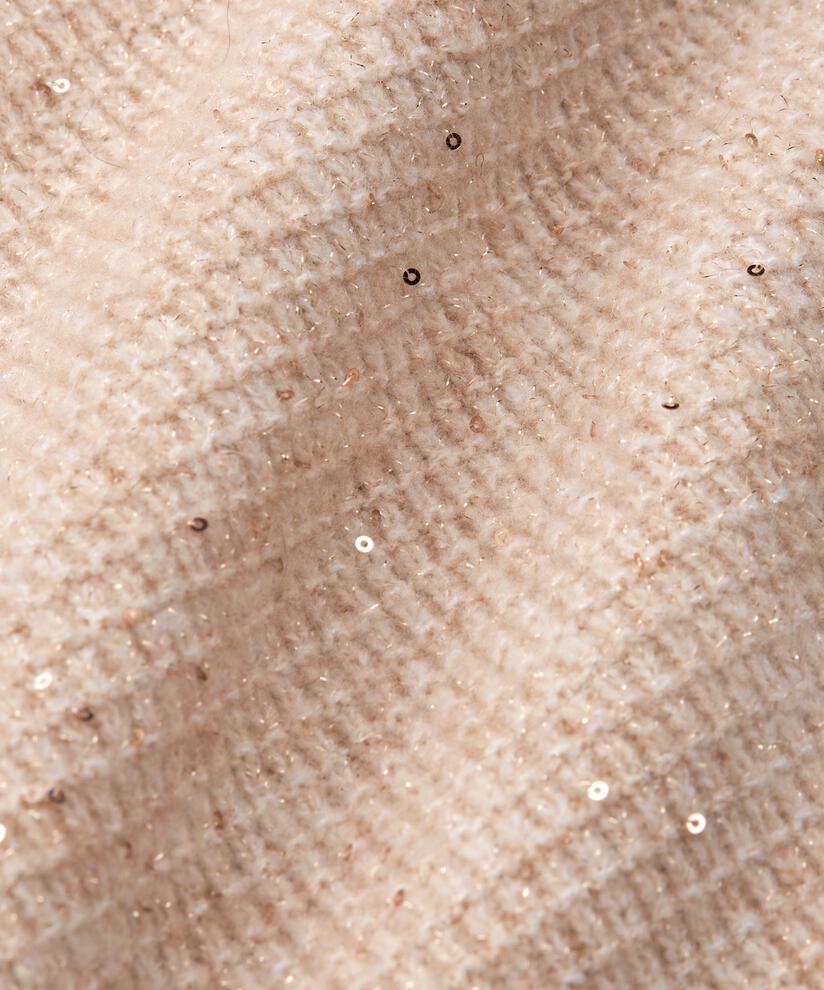 Kurzarmpullover aus Wollmischung mit Pailletten, Bisquit