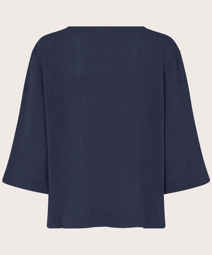 Blouse Bouclée À Manches 3/4, Navy Blazer