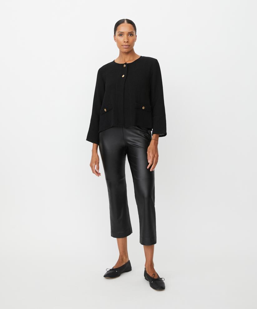 Bouclé-Jacke mit Taschen und goldenen Knöpfen, Black