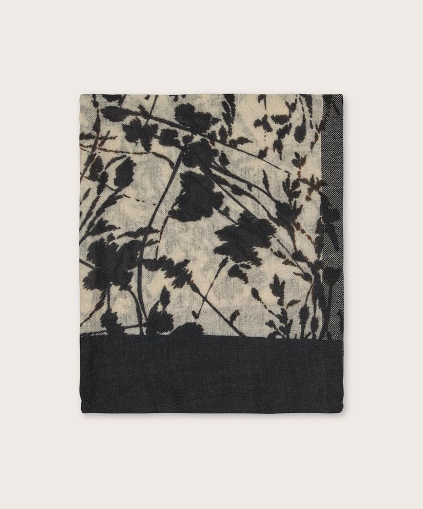 Wollschal mit Blumenmuster, Black