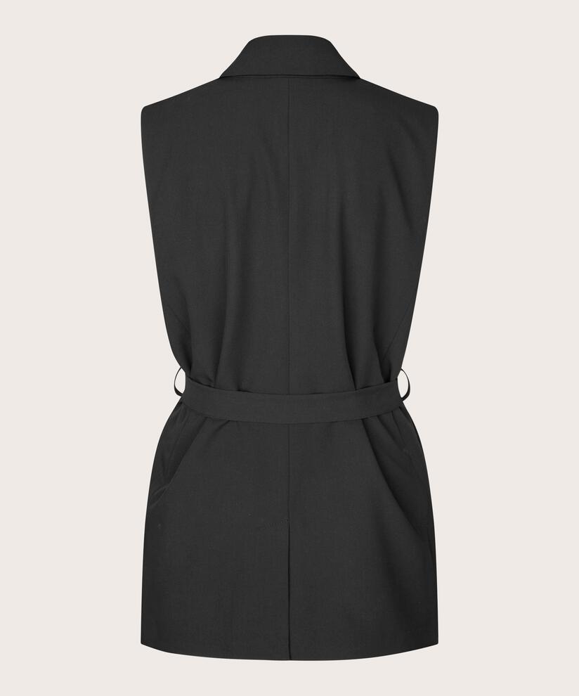 Weste mit Knopfverschluss und Gürtel, Black