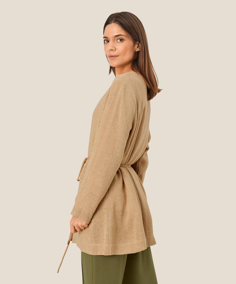 Bouclé-Jacke mit Bändern in der Taille, Safari