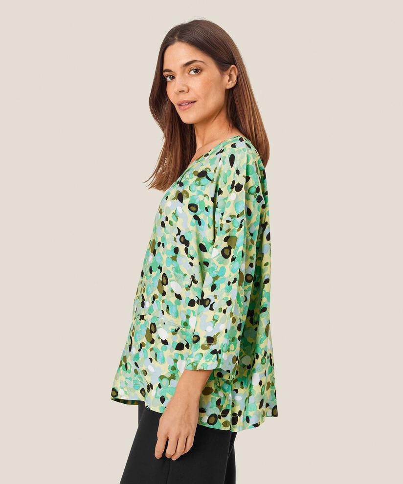 Gemusterte Viskosebluse mit Taschen vorne, Winter Green