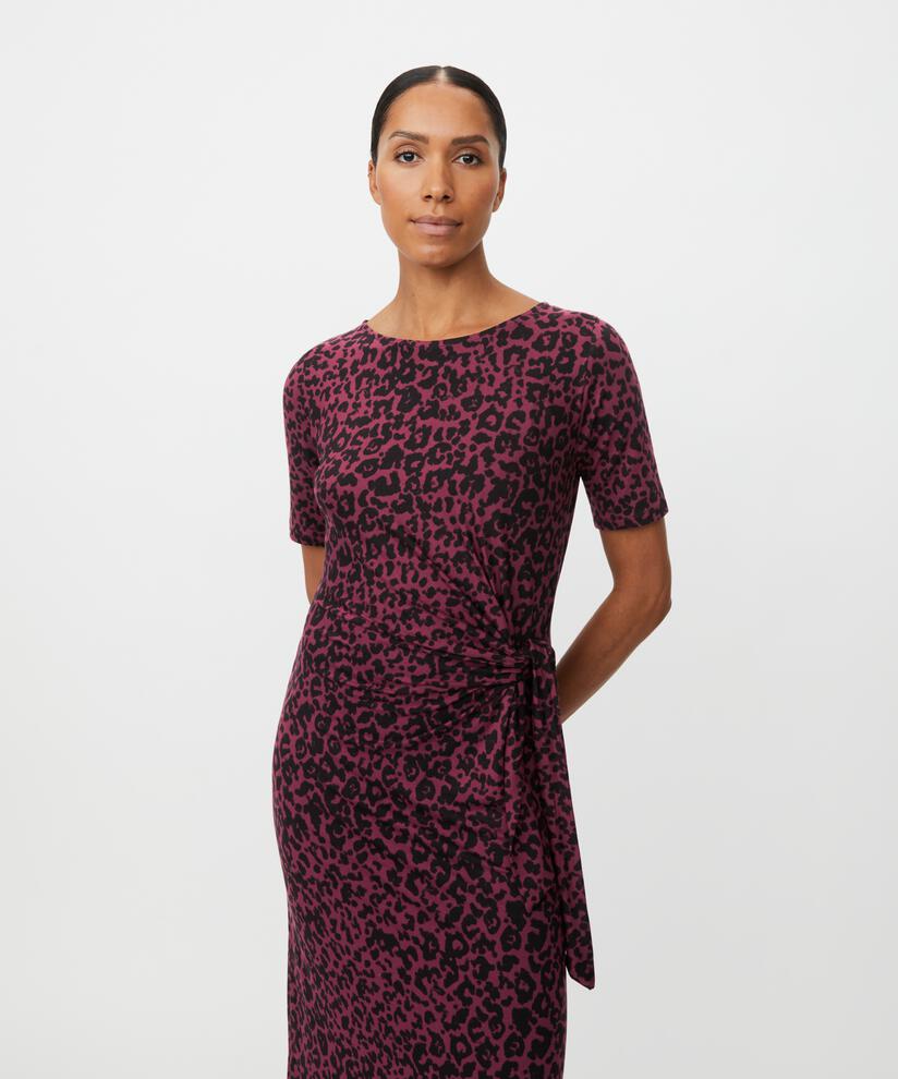 bedrucktes Jerseykleid mit Wickeleffekt, Tawny Port