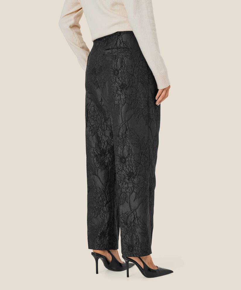 Hose mit gewebtem Aufdruck und Falten vorne, Black