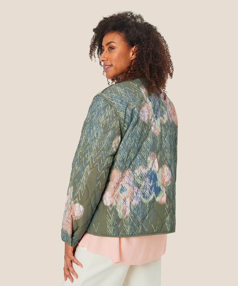 gesteppte, gemusterte Jacke mit Knopfverschluss, D. Lichen Green