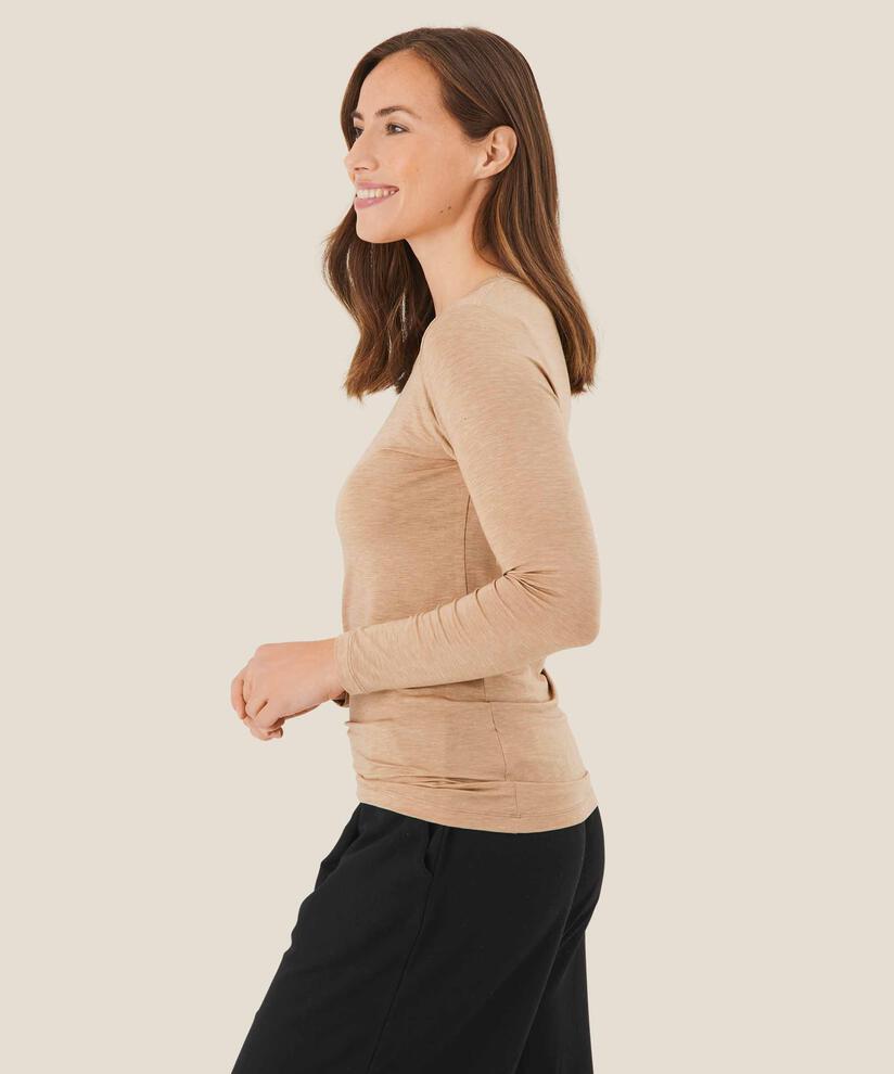 Shirt Mit Rundem Hals, Toffee Melange