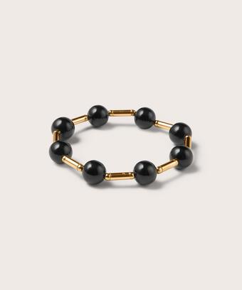 Armband mit schwarzen Perlen, Gold