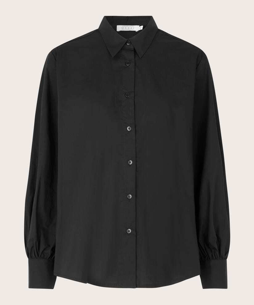 Button-Down-Hemdbluse aus Baumwolle, Black
