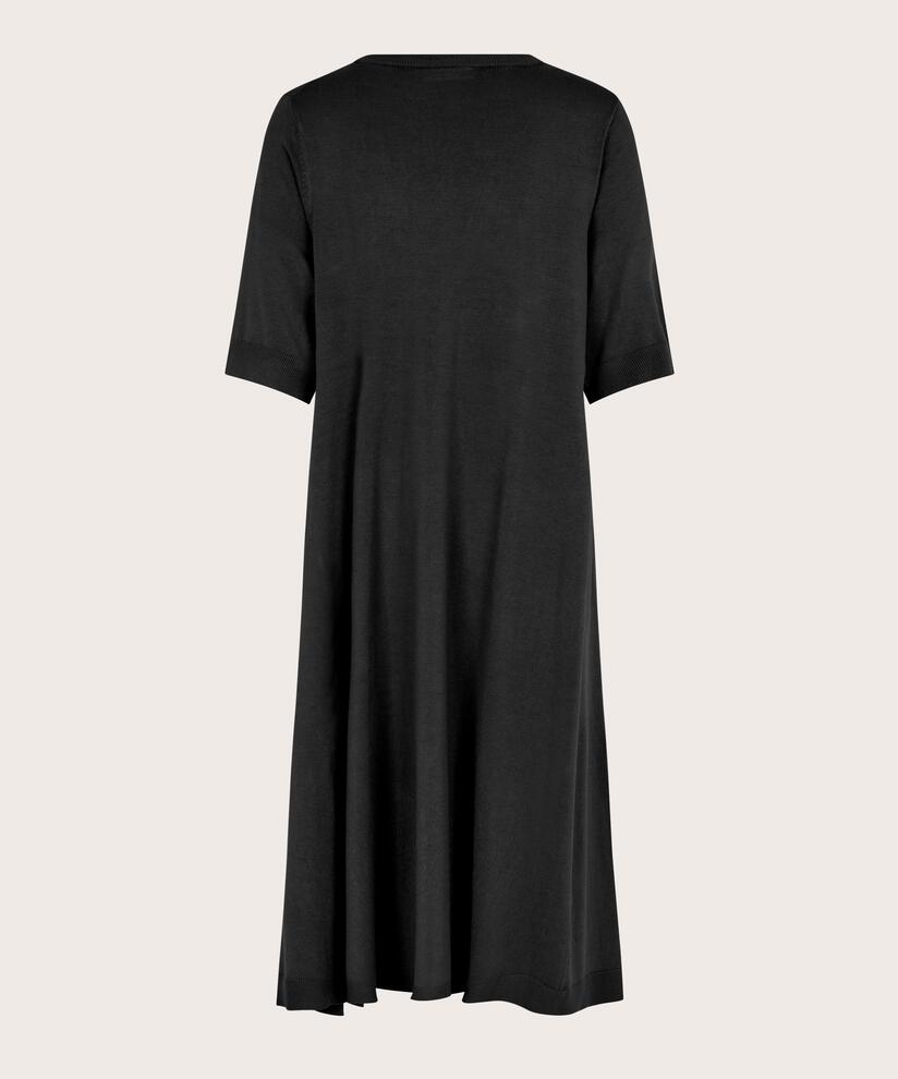 Weiches Strickkleid mit Rundhalsausschnitt, Black