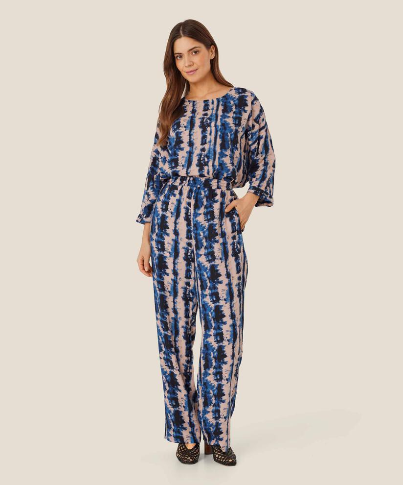 Viskosebluse Mit 3/4 Ärmeln, Navy Peony