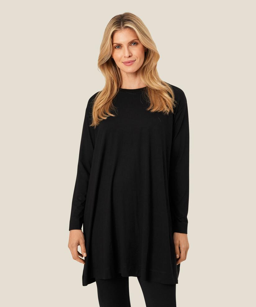Jersey-Tunika mit langen Ärmeln, Black