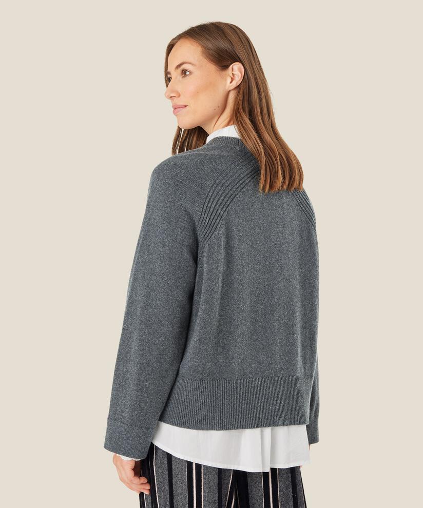 Strickpullover mit gerippten Kanten, M. Grey mel.