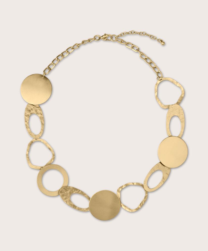 Halskette mit verstellbarer Länge und goldfarbenen Ringen, Gold