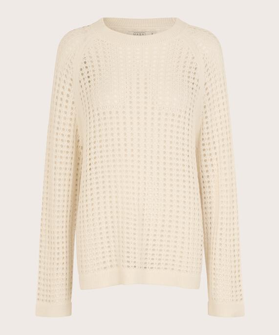 Strickpullover aus Baumwolle mit Lochmuster, Whitecap