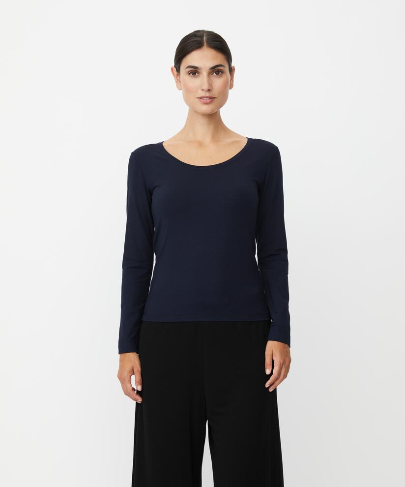 Weiches Jersey-top Mit Langen Ärmeln, Navy