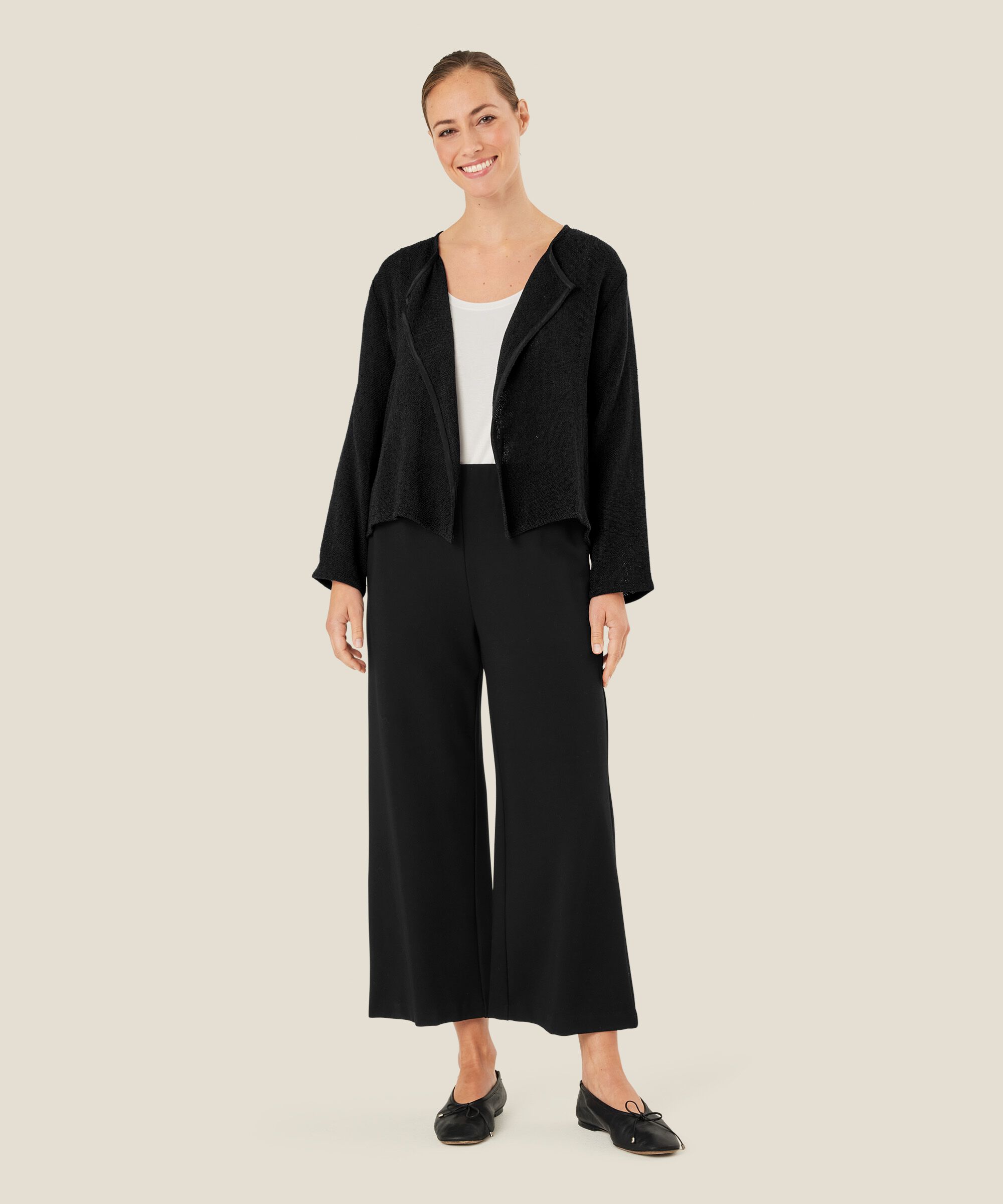Schwere Jerseyhose mit weitem Bein, Black