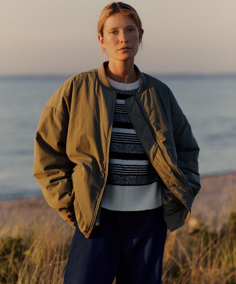 Bomberjacke mit Eingrifftaschen, Vetiver