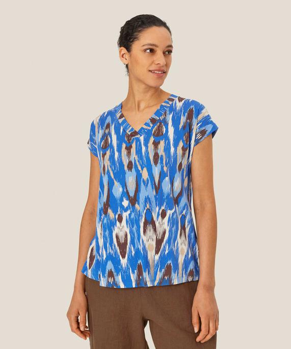 Bedrucktes T-shirt Mit V-ausschnitt, Nebulas Blue