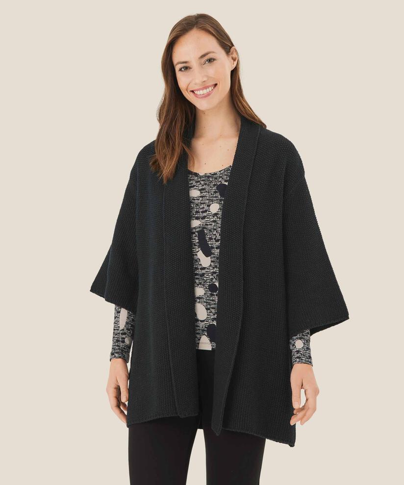 Baumwoll-Cardigan mit 1/2 Ärmeln, Black