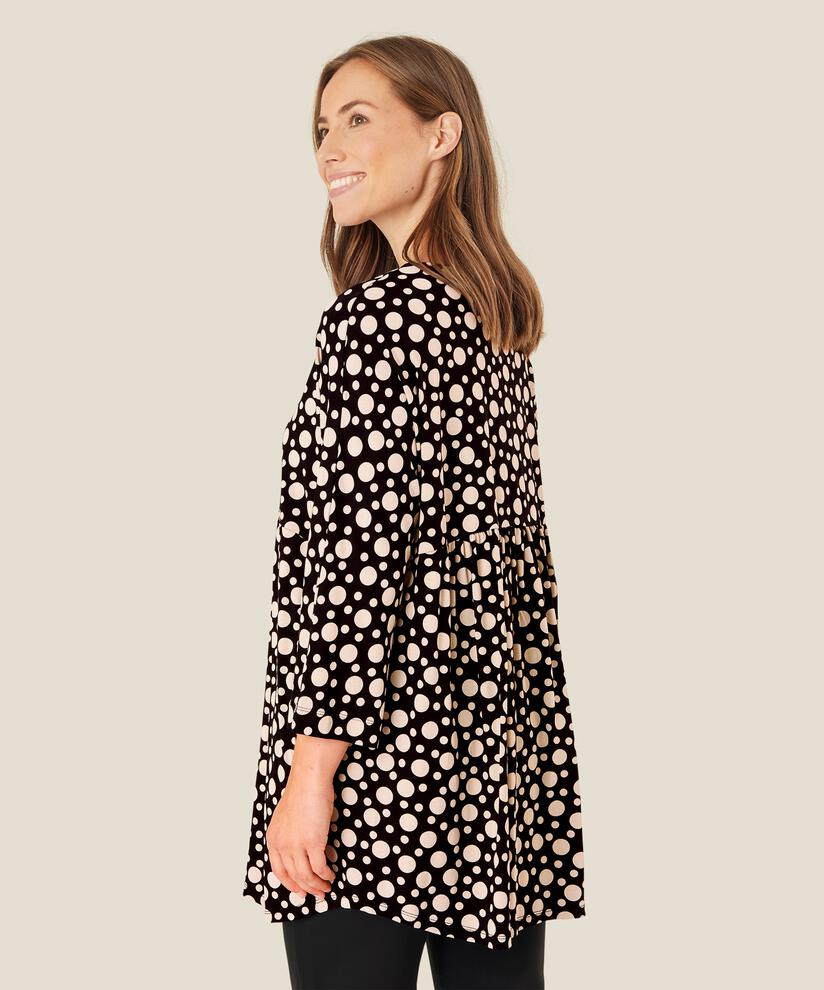 Bedruckte Tunika Mit Langen Ärmeln, Black