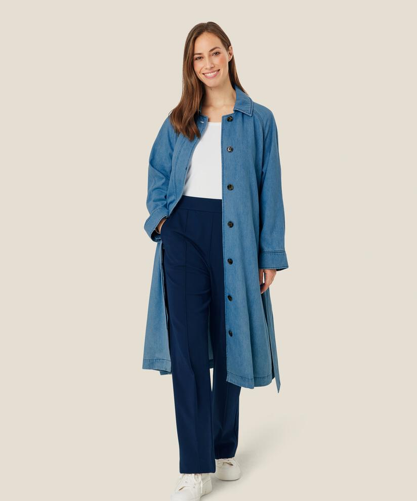 Denim-Trenchcoat mit abnehmbarem Gürtel, Light Denim