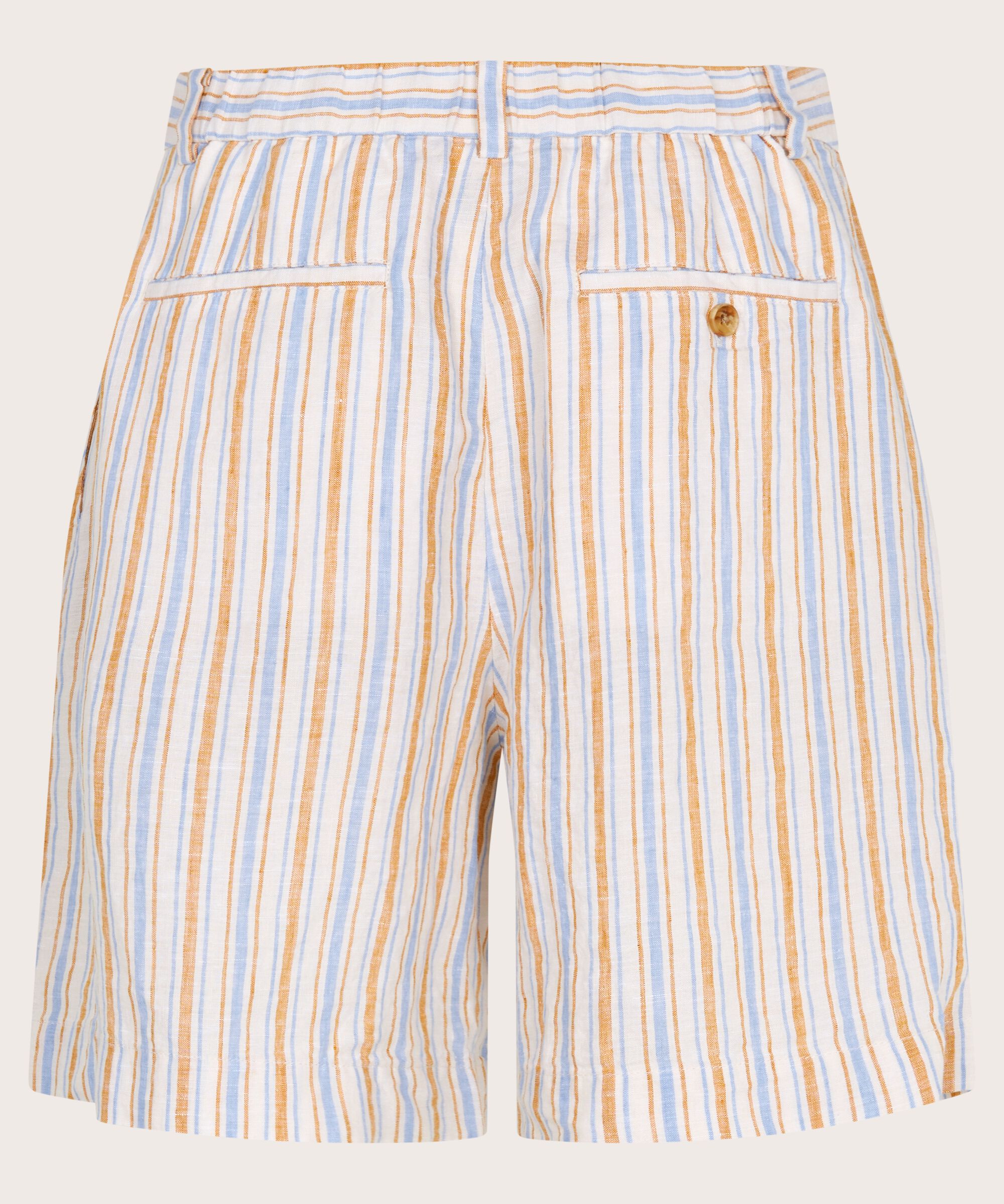 gestreifte Leinenshorts mit Gummizug auf der Rückseite, Inca Gold