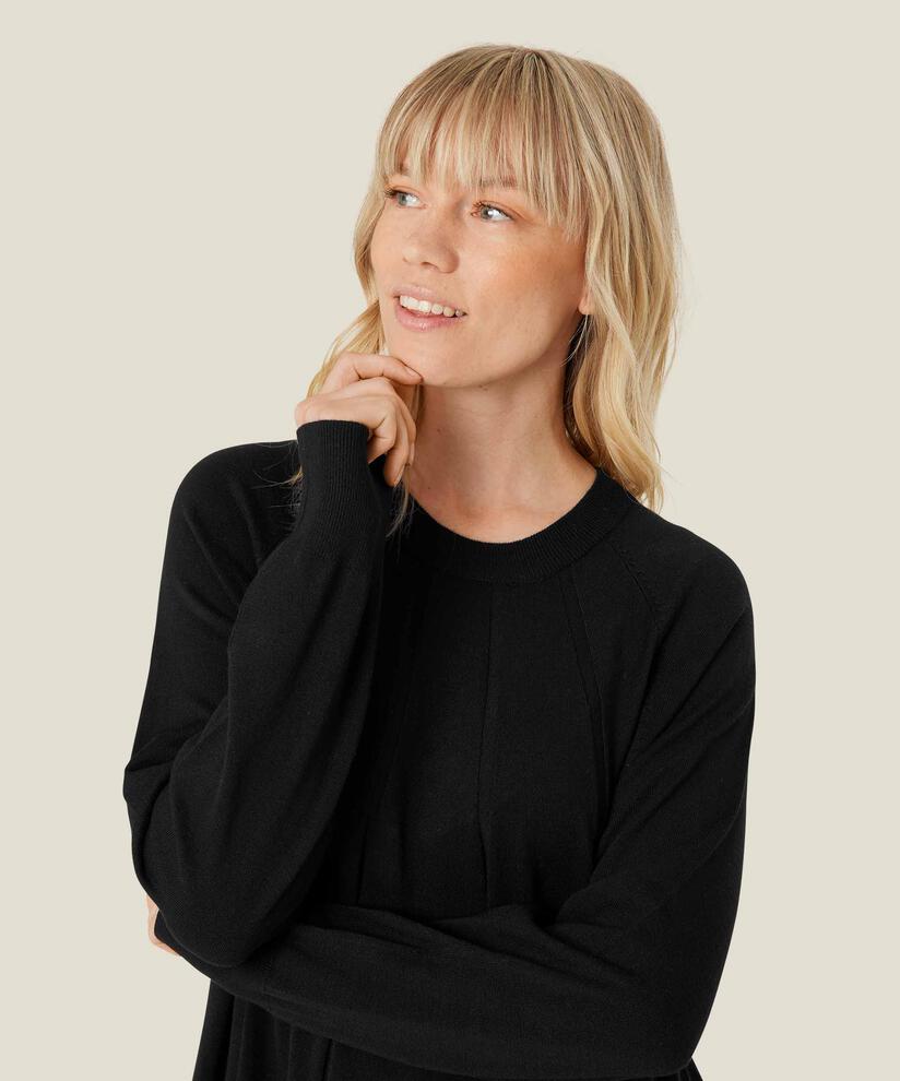Feinstrickkleid mit langen Ärmeln, Black