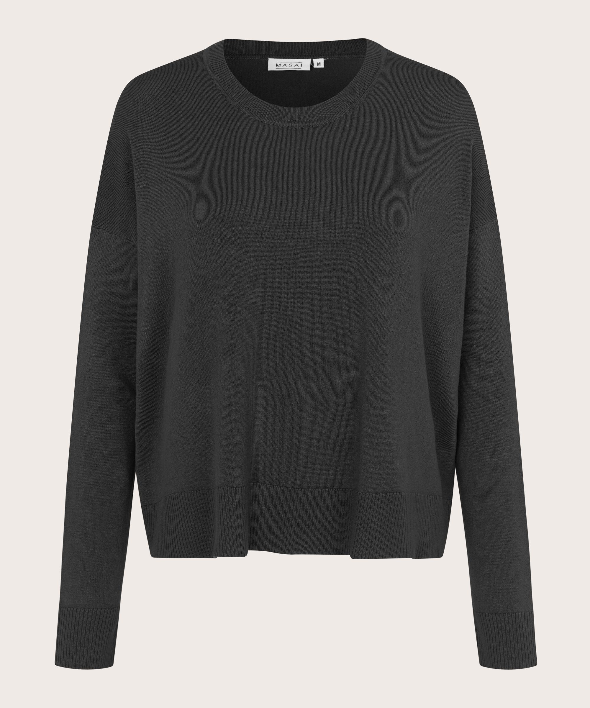 Feinstrick-top Mit Gerippten Kanten, Black