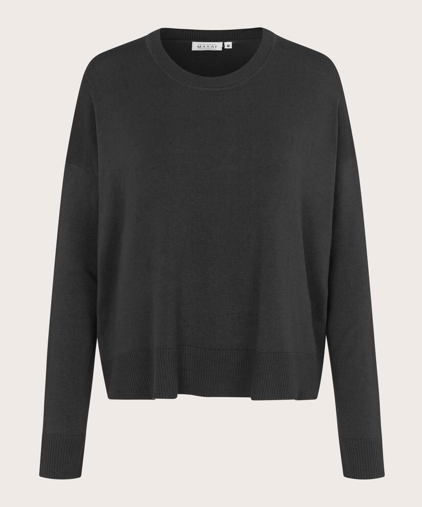 Feinstrick-top Mit Gerippten Kanten, Black