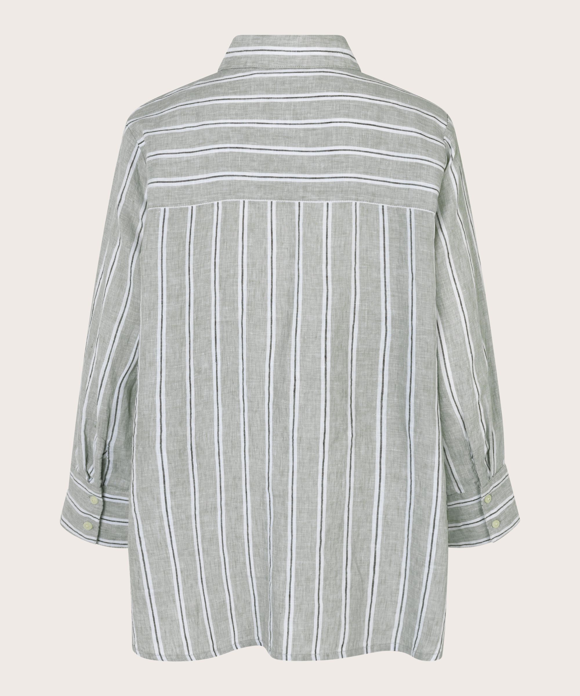 Gestreiftes Leinenhemd mit Seitenschlitz, Bog