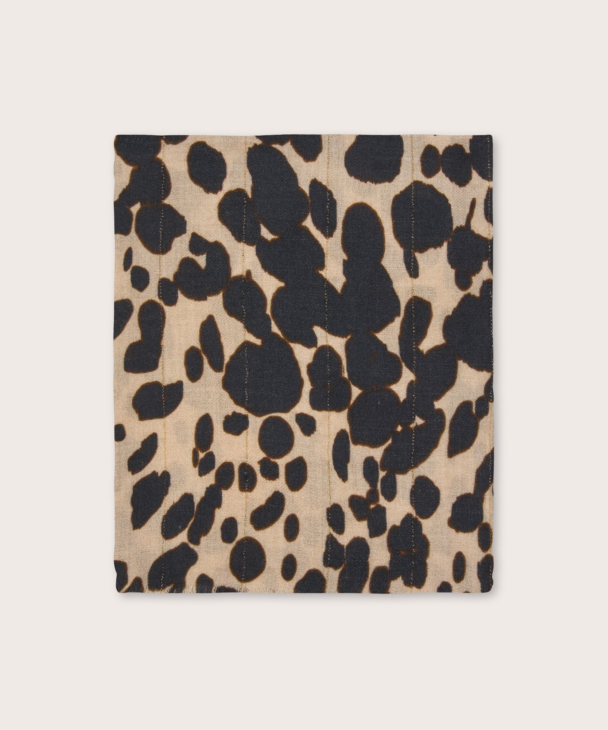 Wollschal mit Leopardenmuster und Glitzerfaden, Oxford Tan