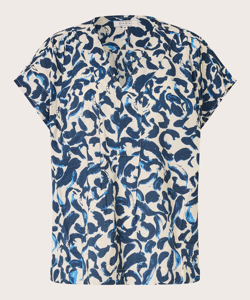 gemusterte Bluse aus Viskose, Ultramarine