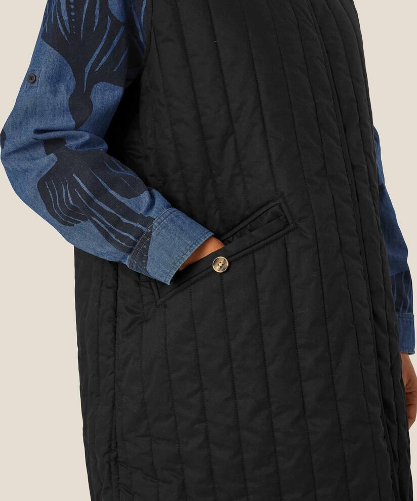 Steppweste mit Rundhalsausschnitt, Black