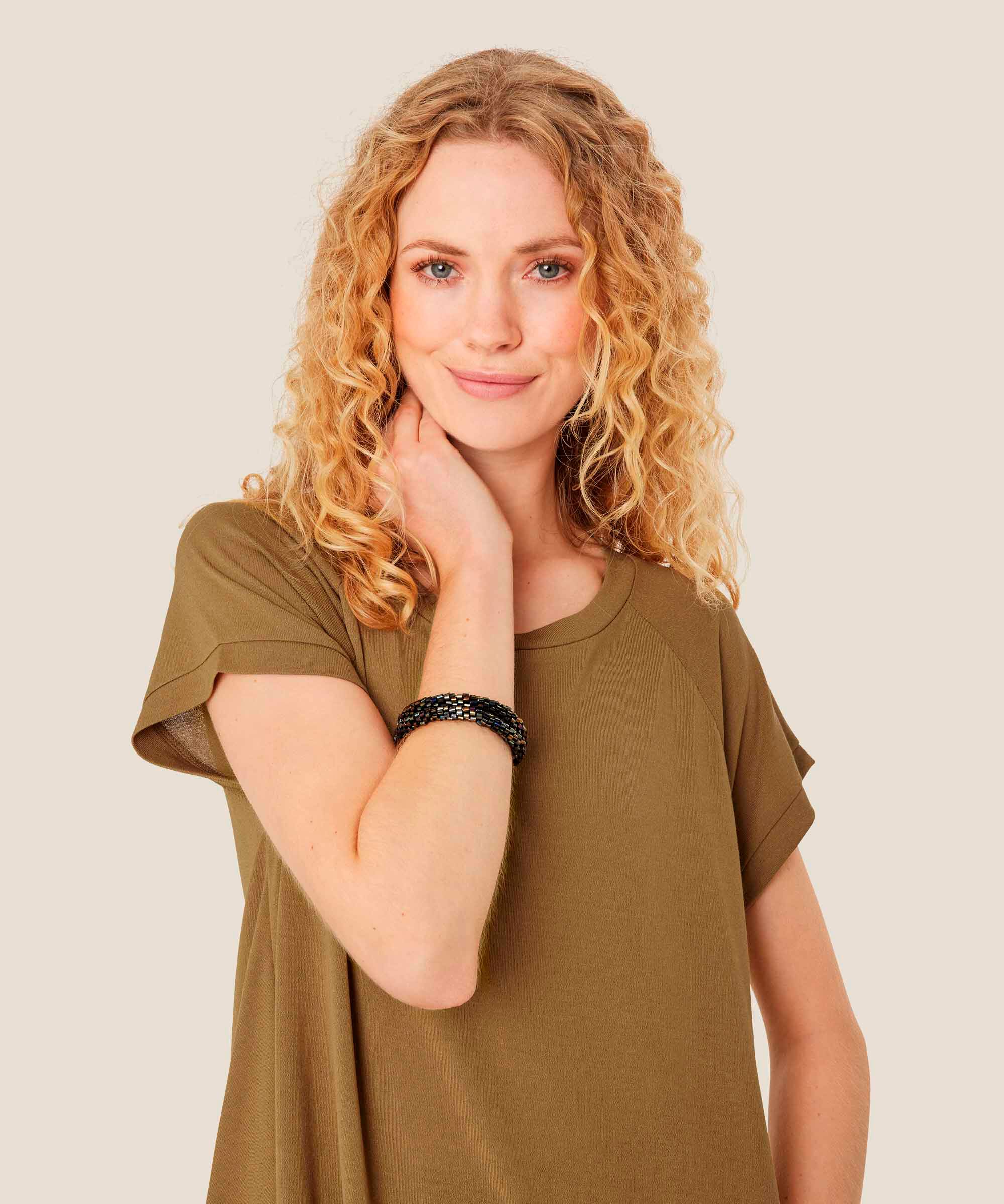 Tunika Mit Rundhalsausschnitt Und Taschen, Dull Gold