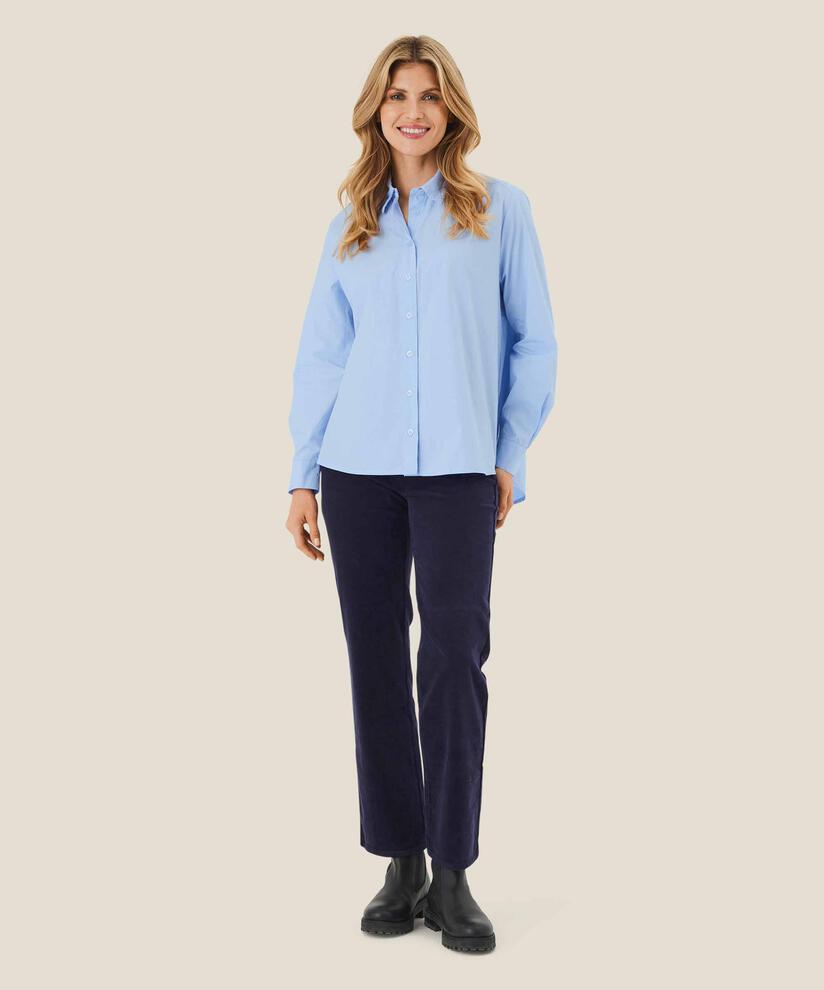 Button-down-hemdbluse Aus Baumwolle, Brunnera Blue