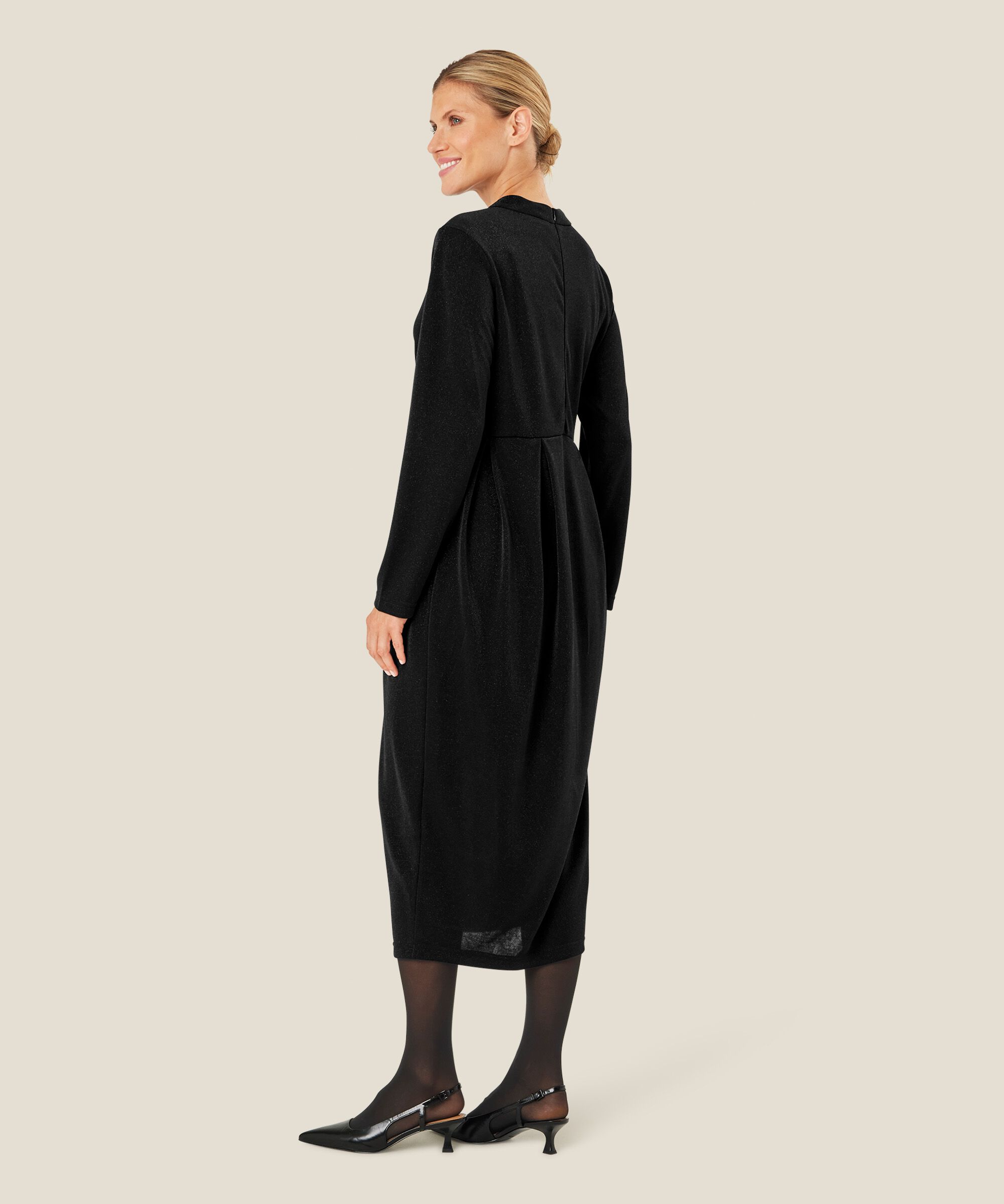 Glitzer-Jersey-Kleid mit Wickeleffekt, Black