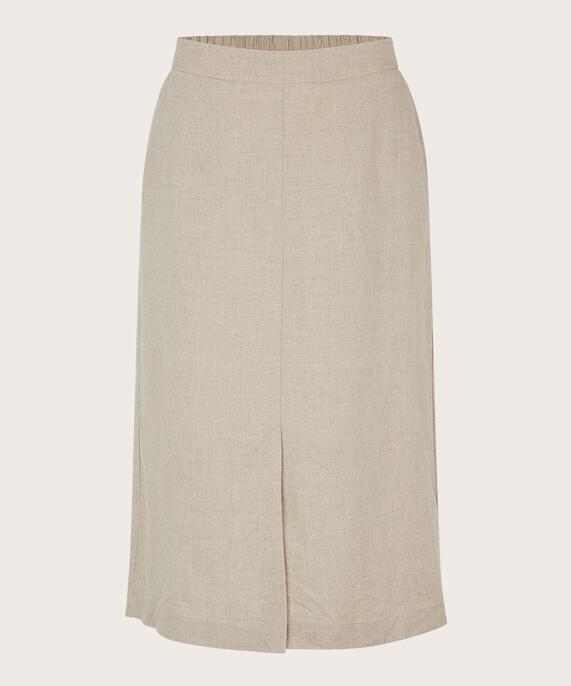 Leinenrock mit Schlitz vorne und Eingrifftaschen, Natural